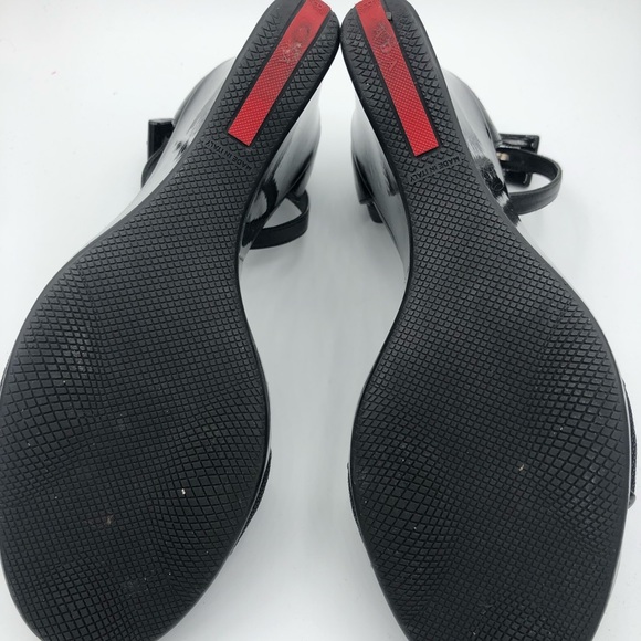 Prada wedge sandals- Blk patent size 38 - Picture 5 of 6